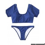 SweatyRocks Women's Two Piece Swimsuit Off Shoulder Flounce Bikini Set High Waisted Swimsuit Blue B07D7VWQSP